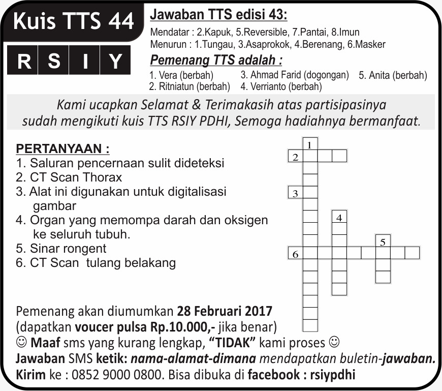 Ikuti, Kuis TTS 44 RSIY PDHI Berhadiah Pulsa!