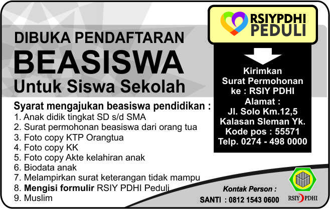 RSIY PDHI Peduli Rekrut Peserta Didik Untuk Program Beasiswa 2017
